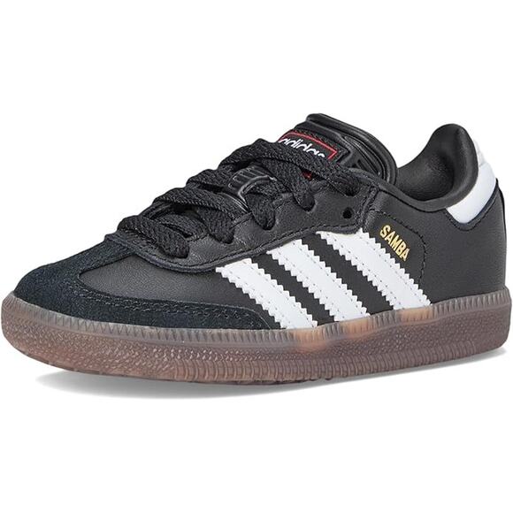 NWT adidas Samba Indoor Sneaker, Black/White/Gum, 2 US Unisex Little Kid - Picture 1 of 6